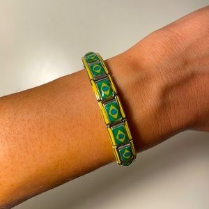 Brazil Flag Metal Stretch Bracelet